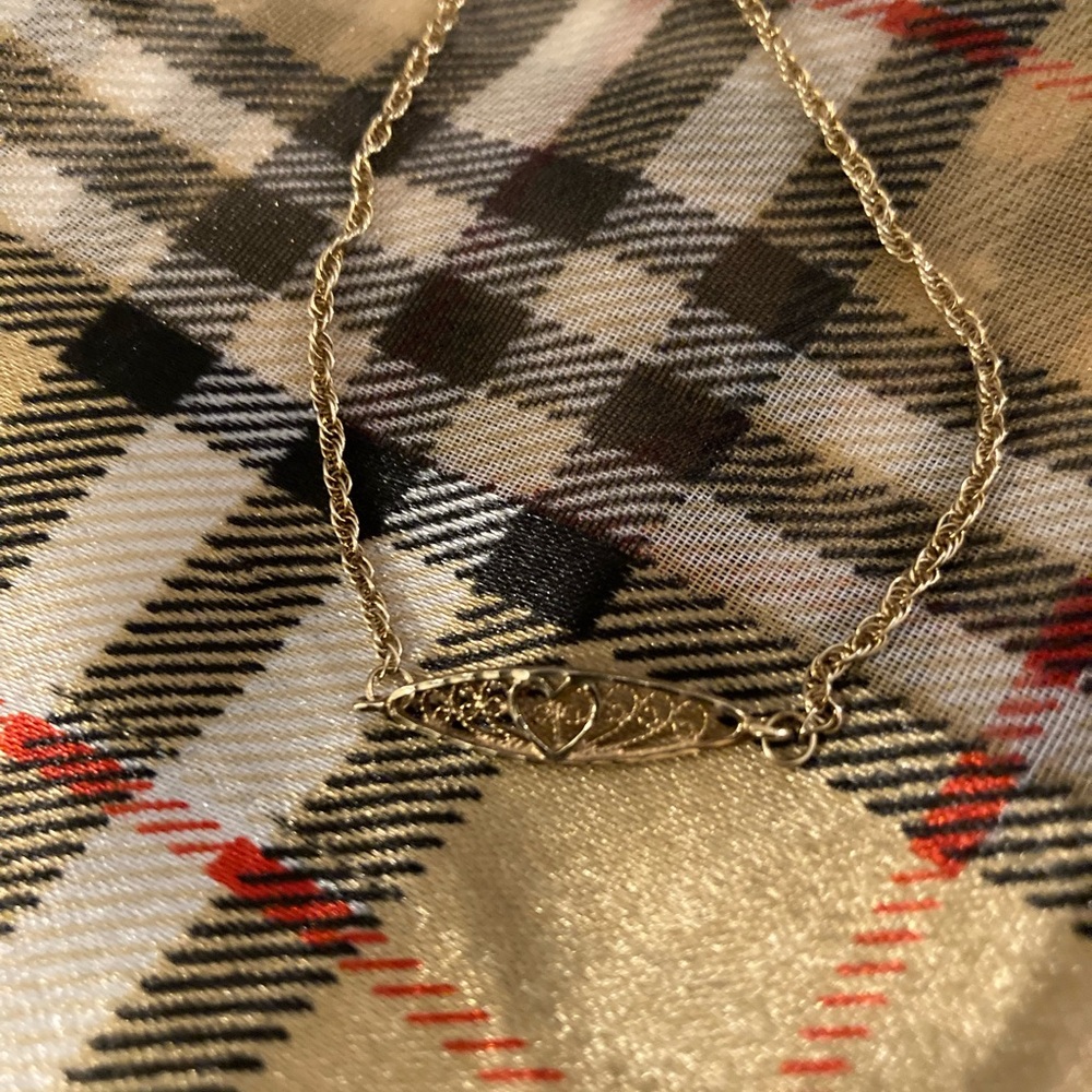 14kt Gold 7” rope heart bracelet